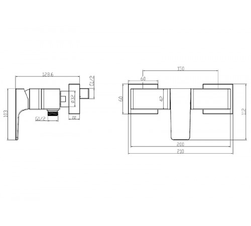 Смеситель для душа Villeroy&Boch Architectura Square TVS12500100061 Хром