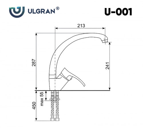 Смеситель для кухни Ulgran Classic U-001-343 Антрацит