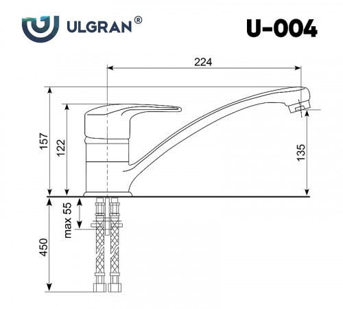 Смеситель для кухни Ulgran Classic U-004-309 Темно-серый