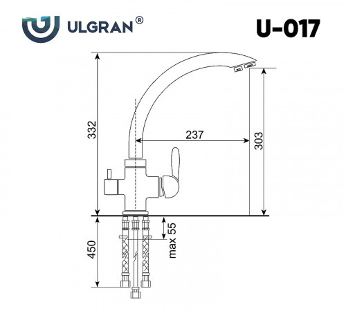 Смеситель для кухни Ulgran Classic U-017-309 Темно-серый