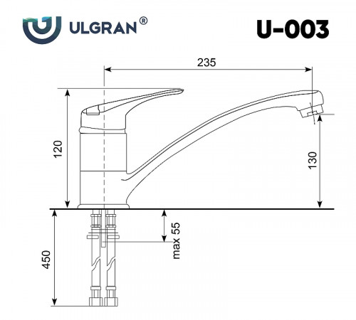 Смеситель для кухни Ulgran Classic U-003-341 Ультра-белый