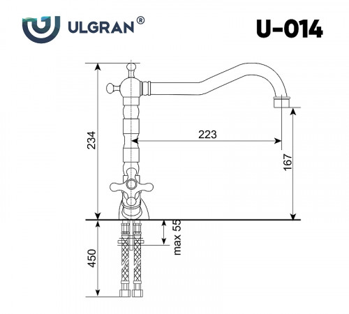 Смеситель для кухни Ulgran Classic U-014 Бронза