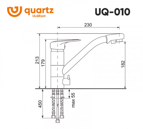 Смеситель для кухни Ulgran Quartz UQ-010-04 Платина