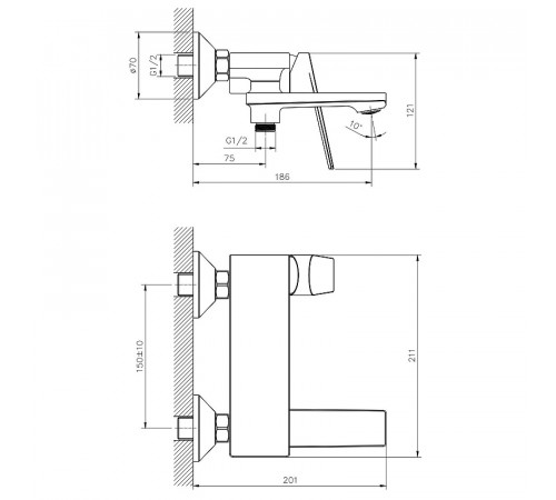 Смеситель для ванны Belz B533 B60533 Хром