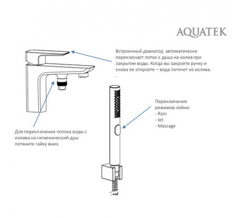 Смеситель на борт ванны Aquatek Вега AQ1044CR Хром