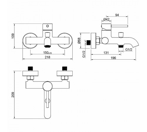 Смеситель для ванны Aquatek Европа AQ1340CR Хром