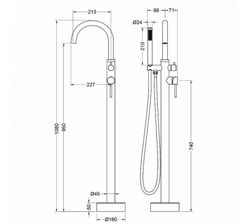 Смеситель для ванны Aquatek Европа AQ1345CR Хром