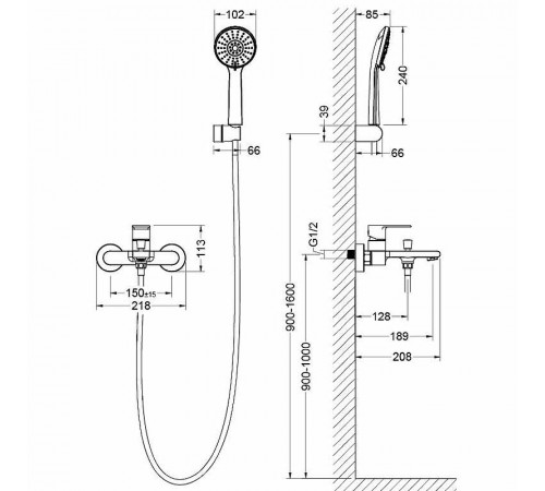 Смеситель для ванны Aquatek Лира AQ1449CR Хром