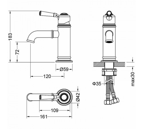 Смеситель для раковины Aquatek Классик AQ1510PG Полированное золото