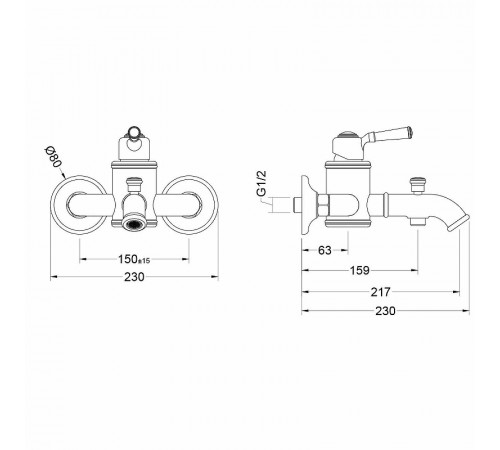 Смеситель для ванны Aquatek Классик AQ1540PG Полированное золото