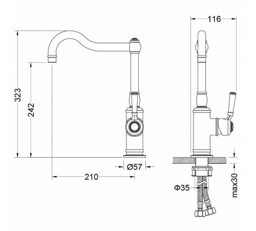 Смеситель для кухни Aquatek Классик AQ1580PG Полированное золото