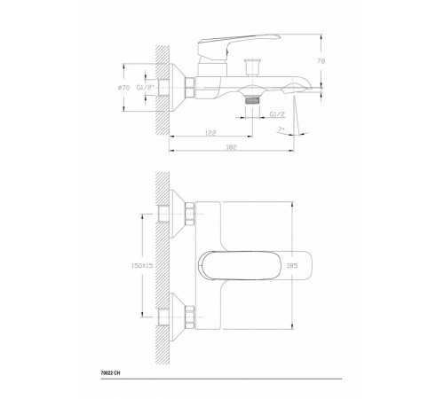 Смеситель для ванны Ceramicanova Curve 70022CH Хром