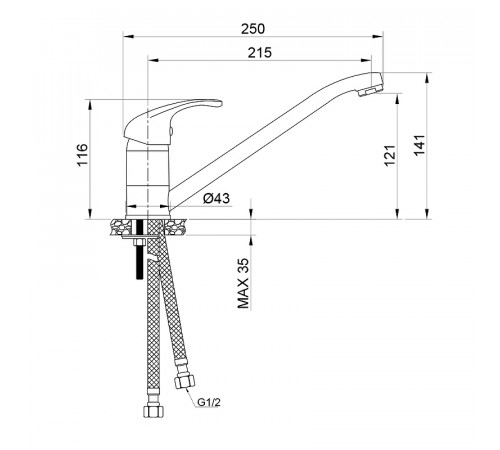 Смеситель для кухни WesnaArt Listok LIS01-130 Хром