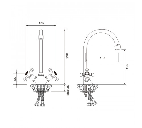 Смеситель для кухни WesnaArt Rassvet RAS02-110 Хром