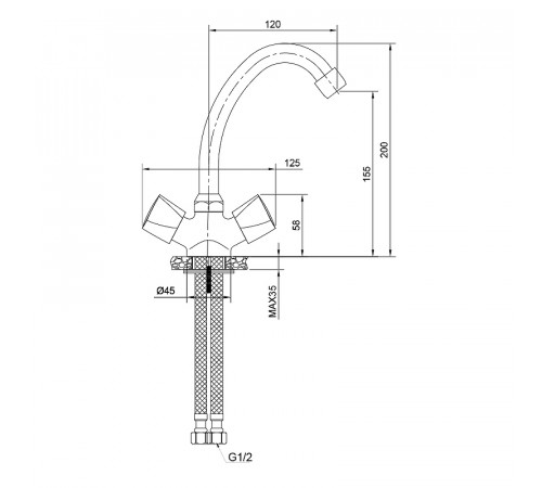 Смеситель для раковины WesnaArt Teplo TEP04-240 Хром