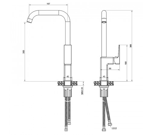 Смеситель для кухни WesnaArt Narcis NAR06-150BL-25432 Черный матовый