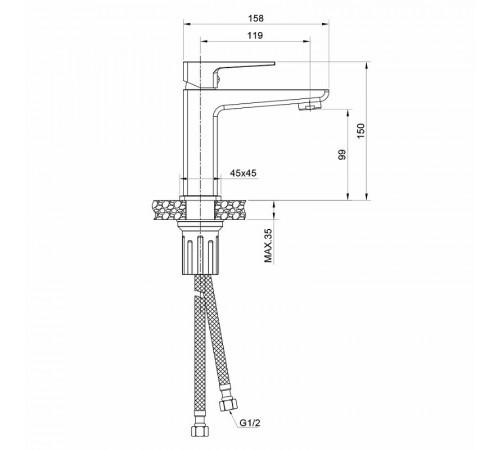 Смеситель для раковины WesnaArt Narcis NAR06-210BL-25100 Черный матовый