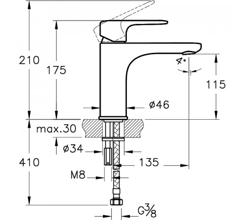 Смеситель для раковины Vitra Root Round A42706EXP Хром