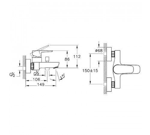 Смеситель для ванны Vitra Flow Soft A42946EXP Хром