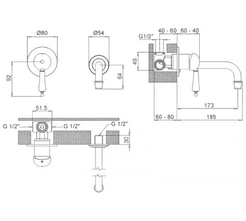 Смеситель для раковины Margaroli Classica RU1002AA01CR Хром