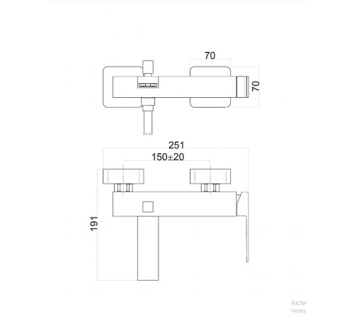 Смеситель для ванны Fiore Kube 100CR8551 Хром