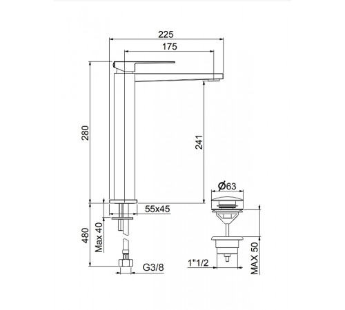 Смеситель для раковины Fiore Kube 100NN8517 Черный