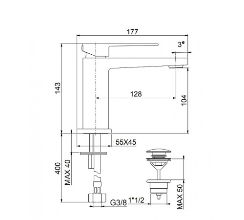 Смеситель для раковины Fiore Kube 100NN8515 Черный