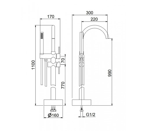 Смеситель для ванны Fiore Xenon 44NN5145 Черный