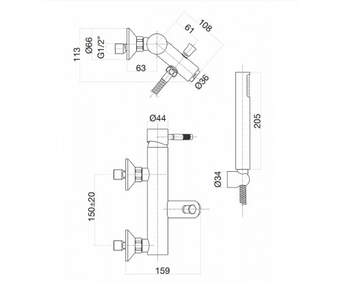 Смеситель для ванны Fiore Xenon 44NN5150 Черный