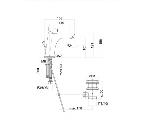 Смеситель для раковины Fiore Kevon 81NN8123 Черный