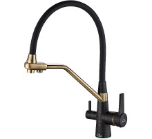 Смеситель для кухни ZorG Steel Hammer SH 903-6 BLACK BR Черный матовый Бронза