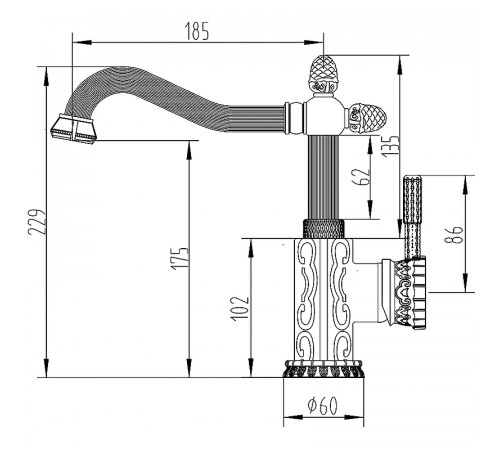 Смеситель для раковины ZorG Antic A 125 U-BR Бронза