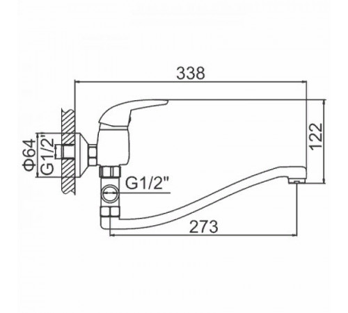 Смеситель для ванны Ledeme H38-B 2138-ВL универсальный Хром