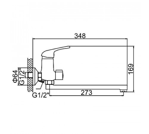 Смеситель для ванны Ledeme H39-B 2239-BL универсальный Хром