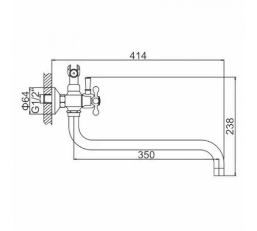 Смеситель для ванны Ledeme H19 2619-2L универсальный Хром