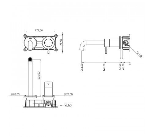 Смеситель для раковины Teska Atlas E5708 Черный матовый