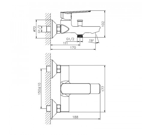 Смеситель для ванны Koller Pool Style SL0100 Хром