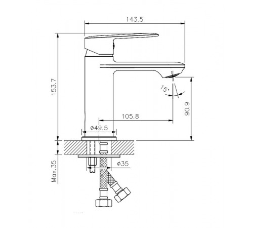 Смеситель для раковины Koller Pool Line LN0200 Хром