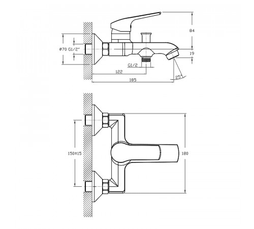 Смеситель для ванны Koller Pool Twist TW0100 Хром