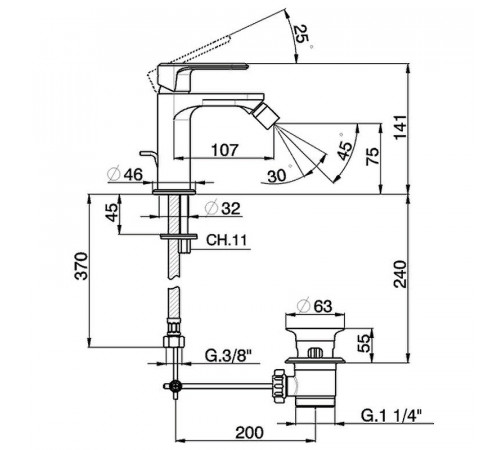 Смеситель для биде Cisal LineaViva LV00055021 Хром