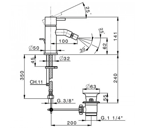 Смеситель для биде Cisal Less LN00055021 Хром