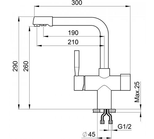 Смеситель для кухни Point PN3104GR Графит Хром