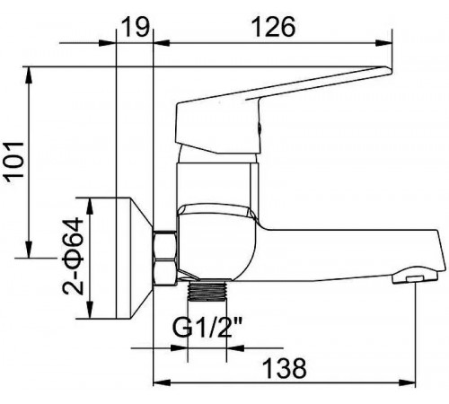 Смеситель для ванны Accoona H69 A6369 Хром