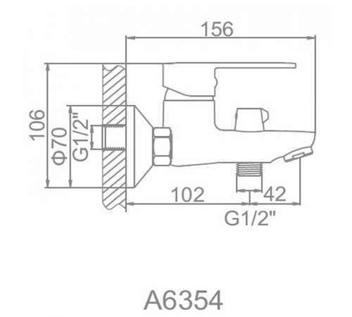 Смеситель для ванны Accoona H54 A6354 Хром