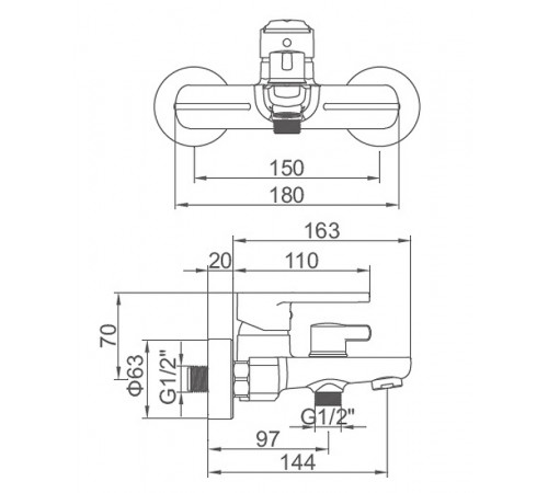 Смеситель для ванны Accoona H115 A63115 Хром