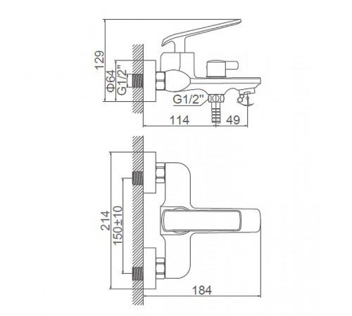 Смеситель для ванны Accoona H123 A63123 Хром