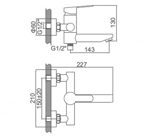 Смеситель для ванны Accoona H103 A62103 Нержавеющая сталь