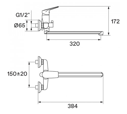 Смеситель для ванны Santek Кант WH5A12002C001 универсальный Хром