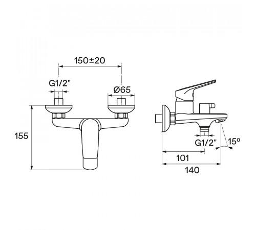 Смеситель для ванны Santek Кант WH5A10002C001 Хром