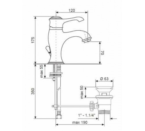 Смеситель для раковины Emmevi Tiffany 6003 DO Золото